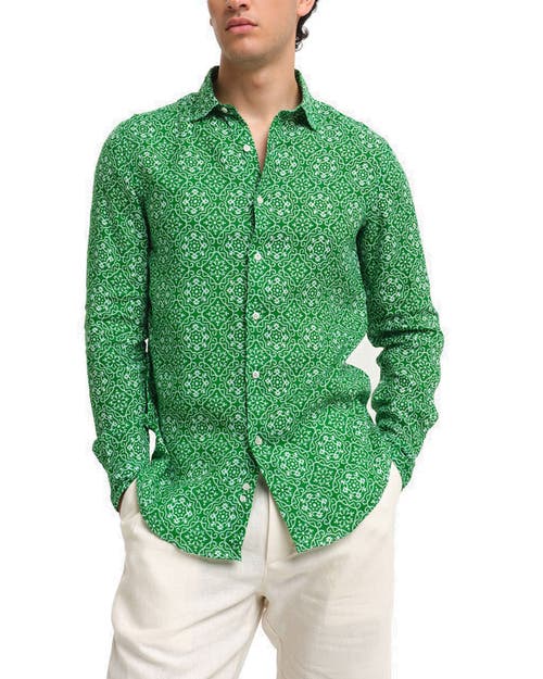 Peninsula Swimwear Filicudi Linen Shirt In Green