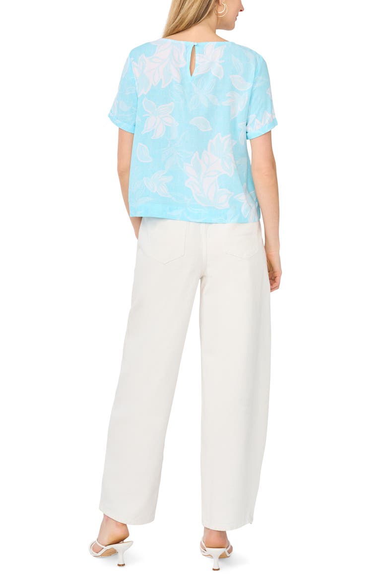 Floral Print Top, Alternate, color, DEW BLUE
