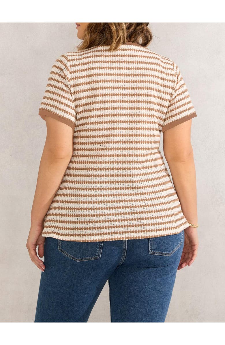 Live Unlimited Contrast Stripe Crochet Top, Alternate, color, Multi / Tan