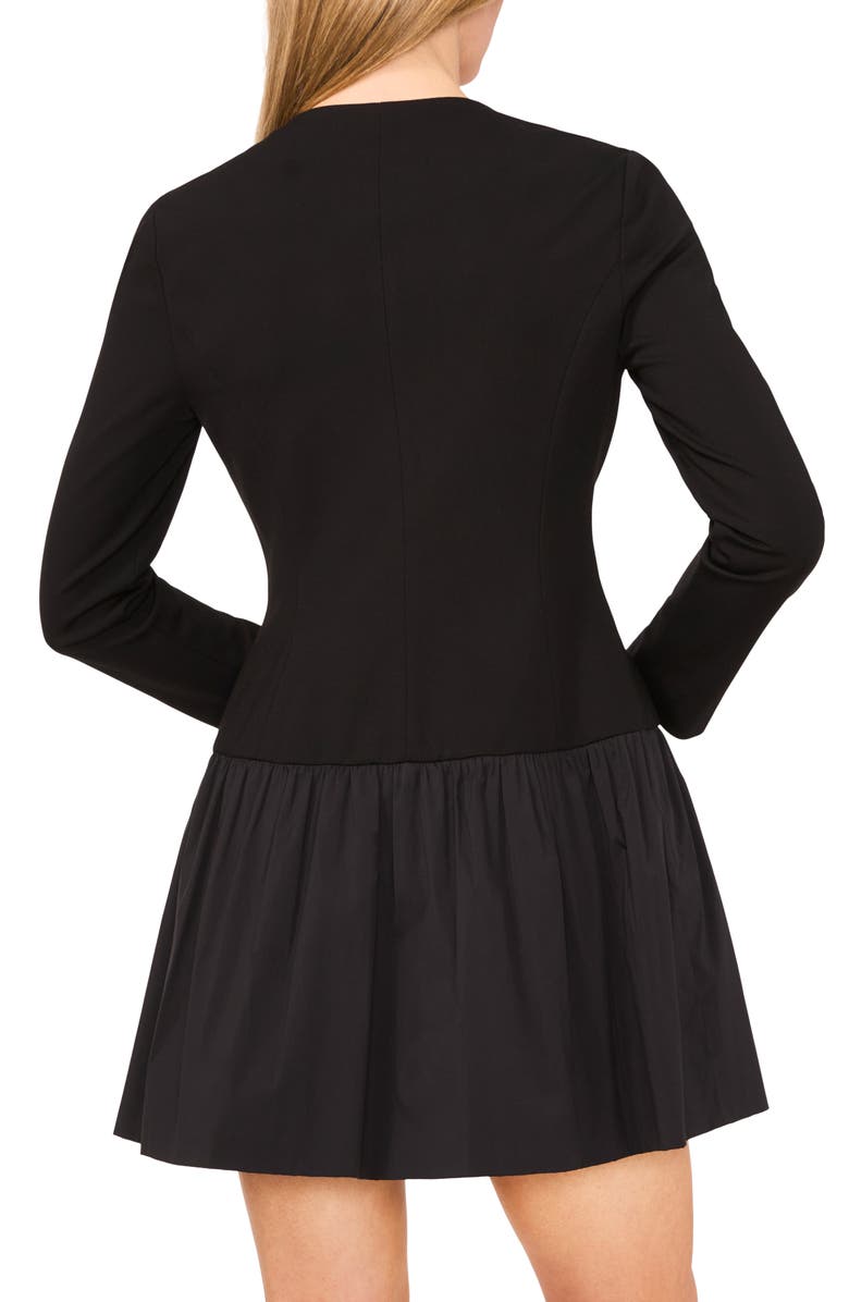Ted Baker Long Sleeve Mixed Media Dress, Alternate, color, Rich Black