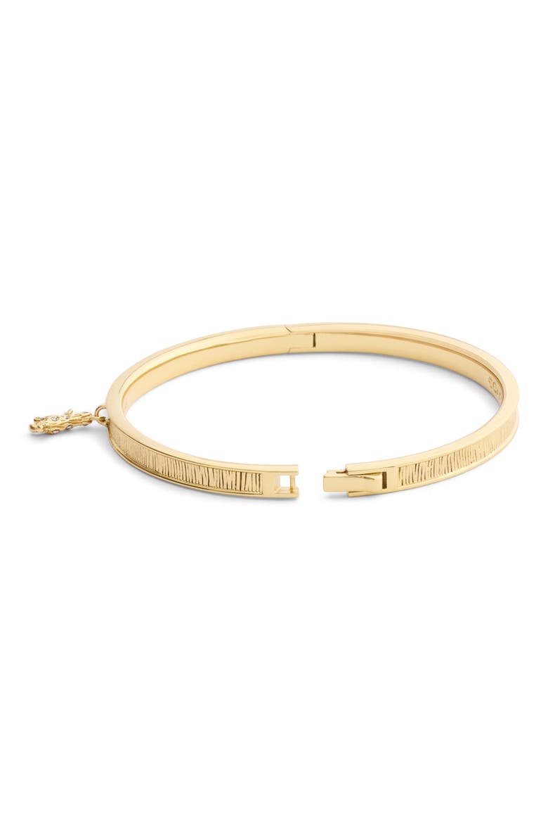 Brushed Rexy Charm Hinge Bangle, Alternate, color, SHINY GOLD