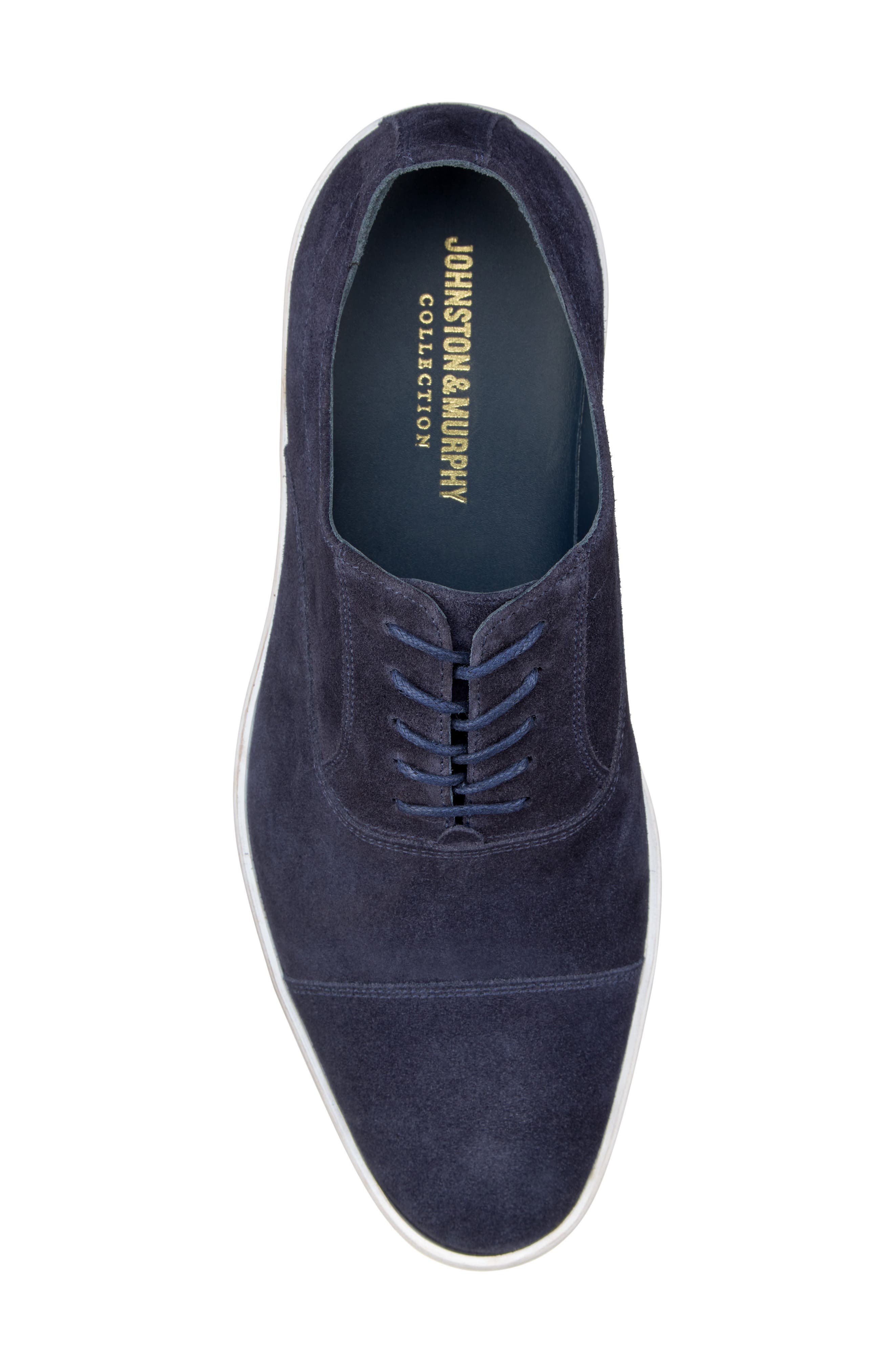 Johnston & Murphy Bolivar Cap Toe Water Resistant Sneaker, Alternate, color, Navy Italian Suede