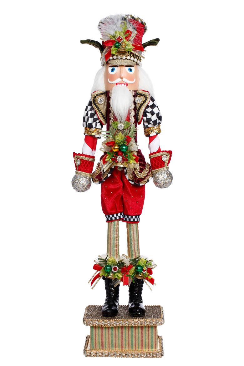 North Pole Checkered Nutcracker, Small, Main, color, Red