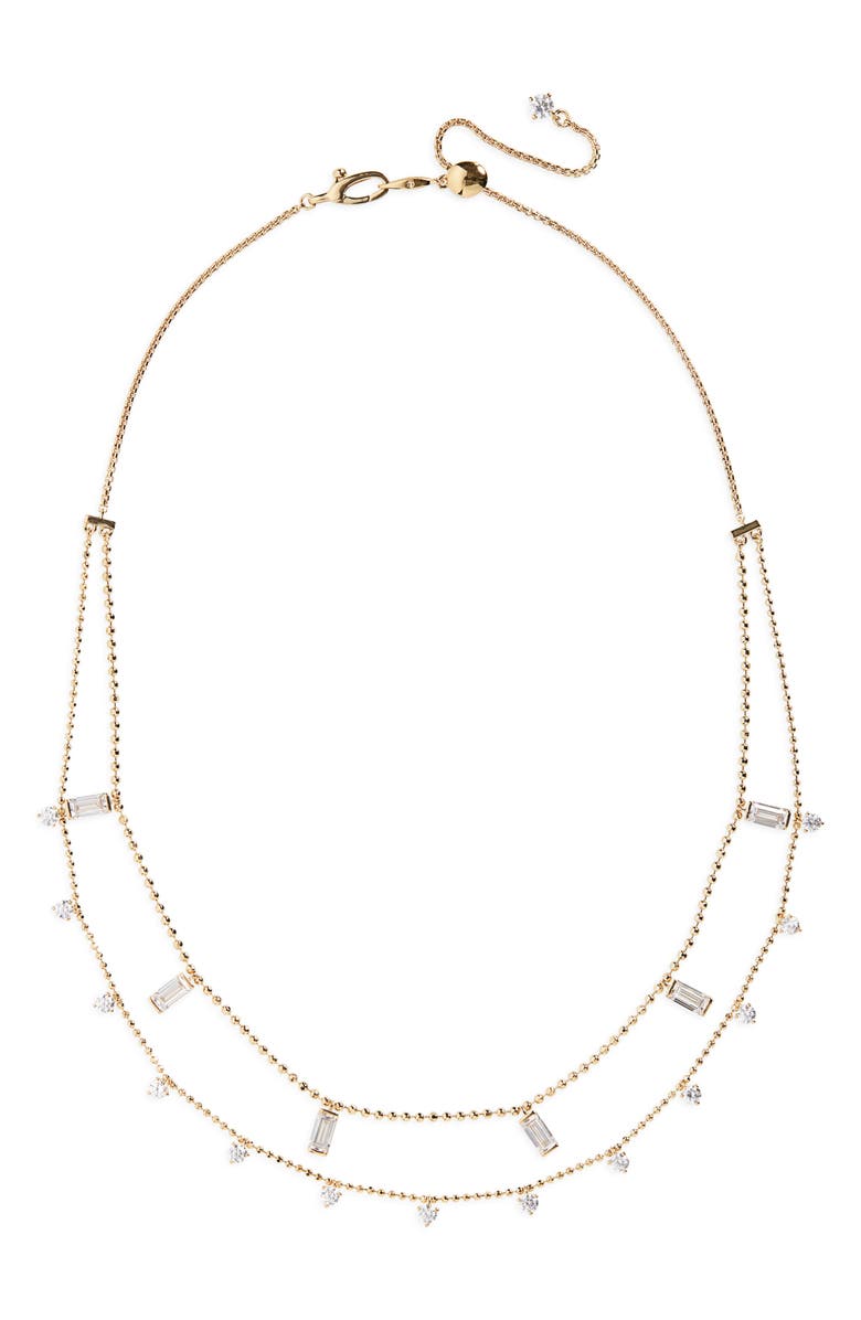 Nadri Shaky Cubic Zirconia Charm Double Row Necklace, Alternate, color,