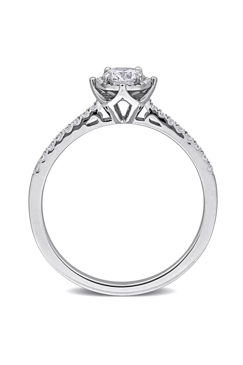 1/3 ctw Lab-Grown Diamond Halo Engagement Ring 18k, Alternate, color, White Gold