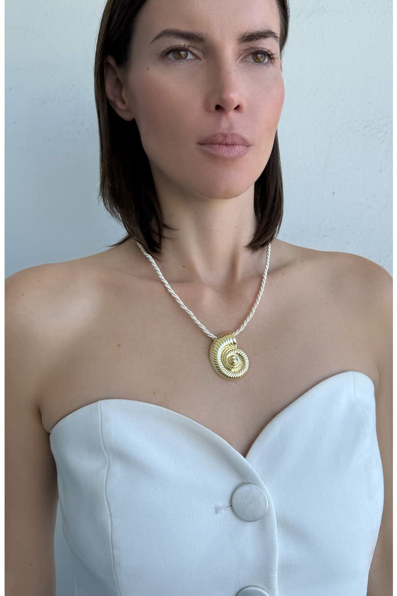 Shell Pendant Cord Necklace, Alternate, color, GOLD