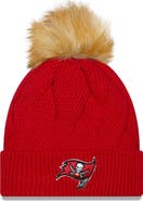 New Era Women's New Era Red Tampa Bay Buccaneers Snowy Cuffed Knit Hat with Pom