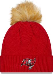New Era Women's New Era Red Tampa Bay Buccaneers Snowy Cuffed Knit Hat with Pom