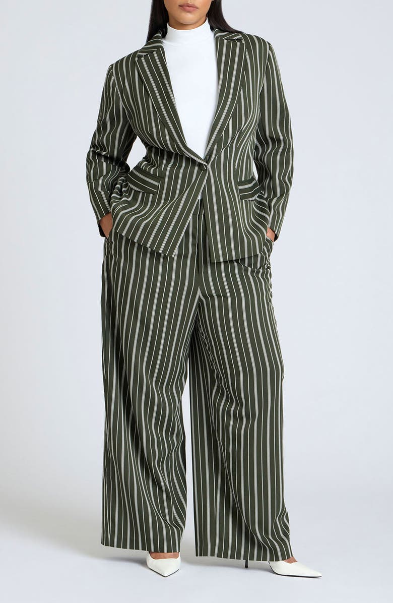 ELOQUII Pinstripe Wide Leg Pants, Alternate, color, 