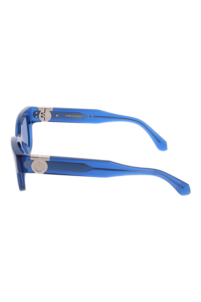 52mm Modified Rectangular Sunglasses, Alternate, color, TRANSPARENT BLUE