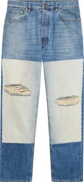 Maison Margiela Ripped Patched Panel Straight Leg Jeans