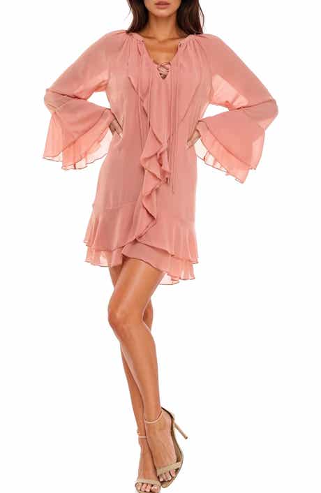 Socialite Bell Sleeve Ruffle Minidress