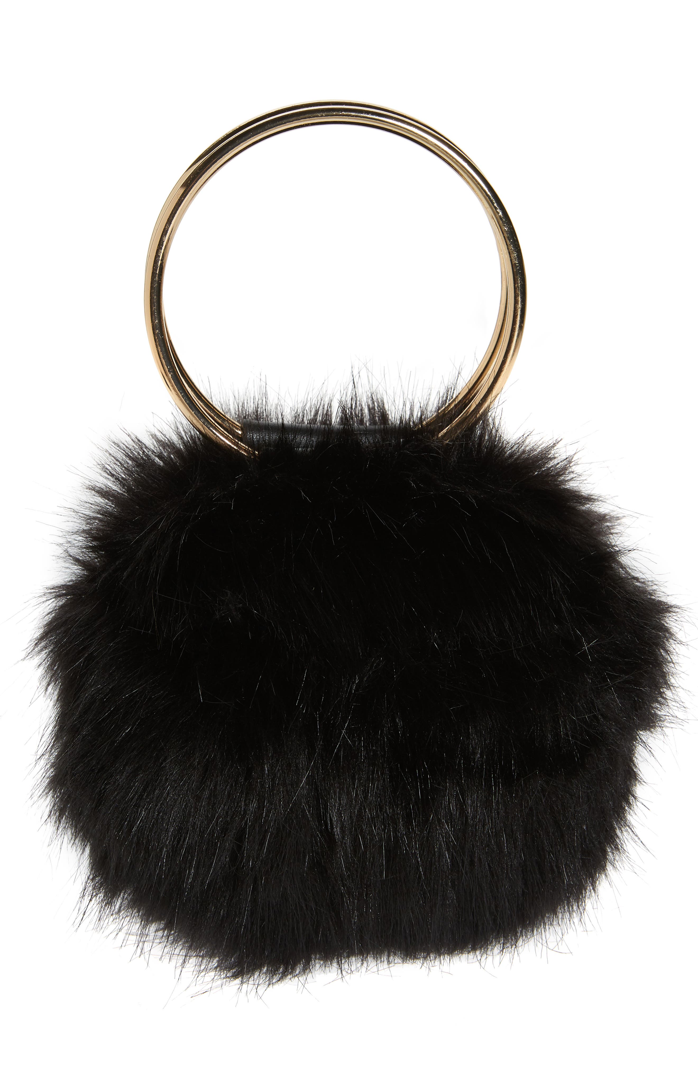 BP. Ring Handle Faux Fur Clutch, Alternate, color, 