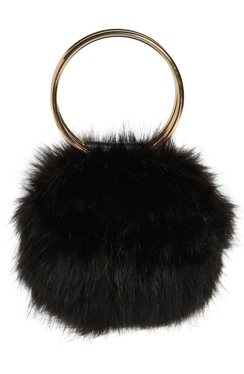 BP. Ring Handle Faux Fur Clutch, Alternate, color,