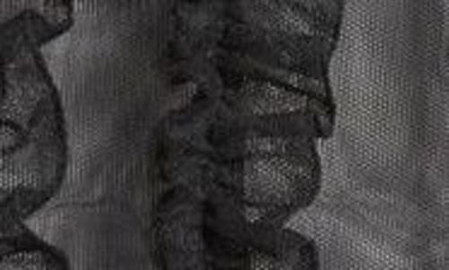 Simone Rocha Ruffle Puff Sleeve Sheer Tulle Top In Black