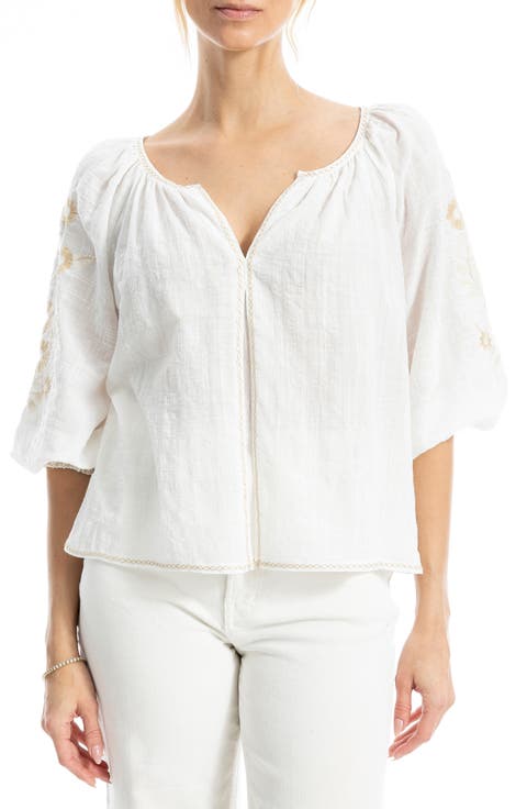 Embroidered Peasant Top