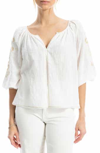MAX STUDIO Embroidered Peasant Top