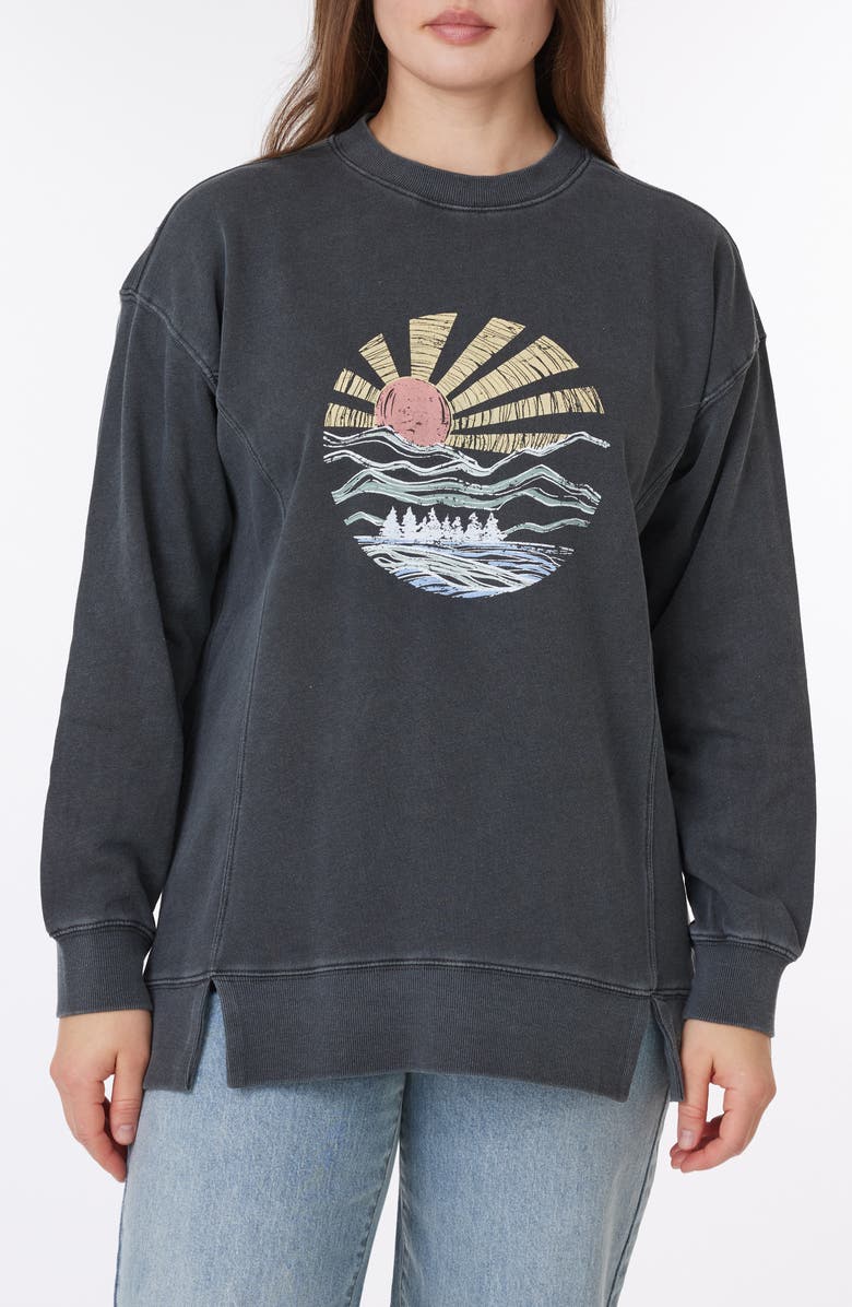 C & C California Maise High Low Sweatshirt, Main, color, Mountain Sun- Black Sand