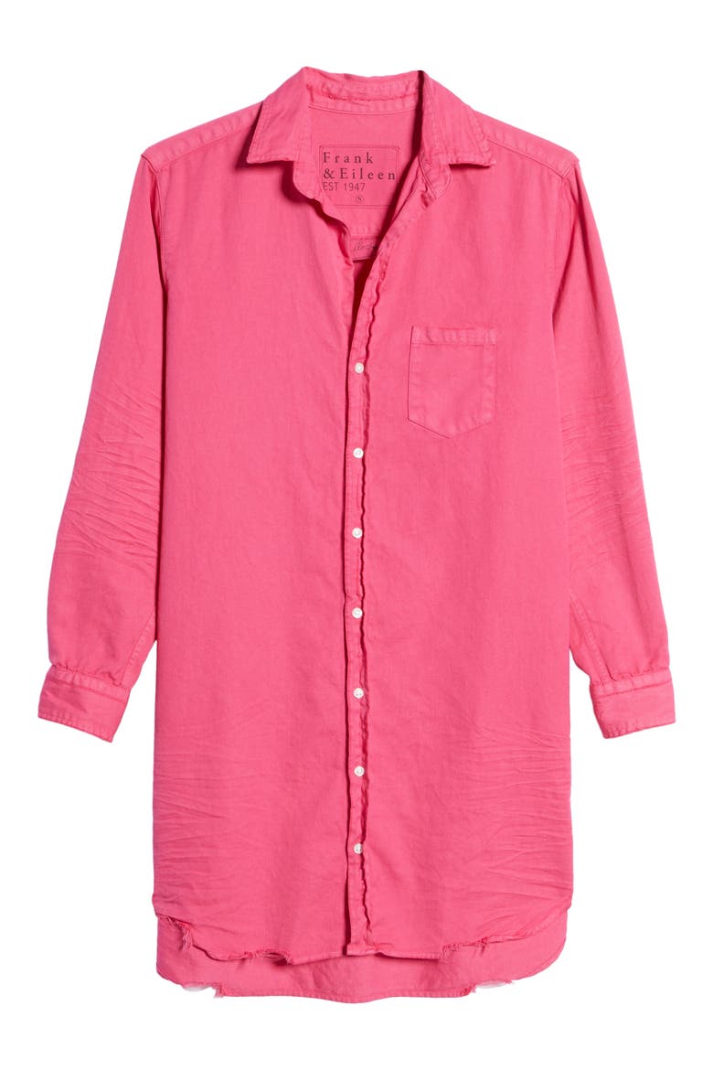 Mary Long Sleeve Cotton Shirtdress, Alternate, color, MAGENTA PI