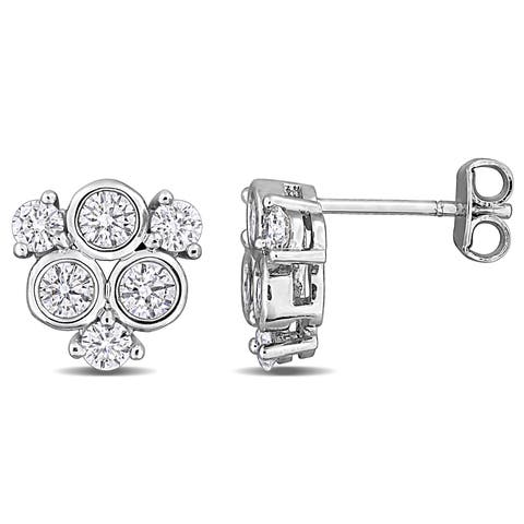 Lab-Grown Diamond Cluster Earrings Sterling Silver