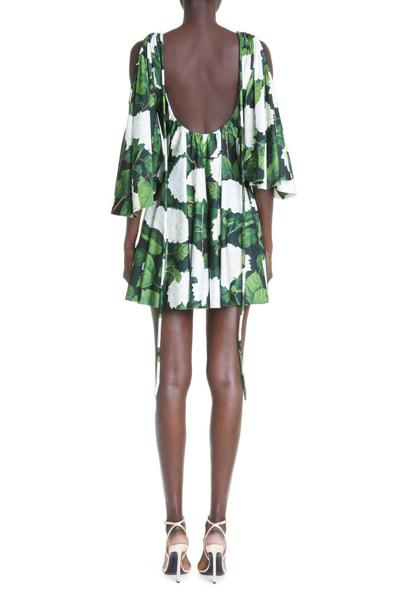 Hydrangea Cold Shoulder Jersey Dress, Alternate, color, DARK GREEN/ IVORY