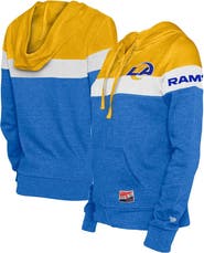 New Era Women's New Era Royal/Gold Los Angeles Rams Throwback Colorblock Full-Zip Hoodie