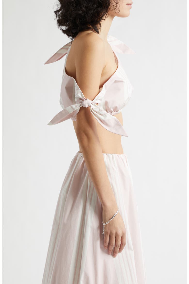 Rosie Stripe Asymmetric Neck Crop Top, Alternate, color, PINK STRIPE