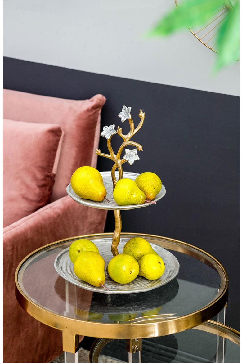 Cherry Blossom Tiered Serving Stand, Alternate, color, GOLD
