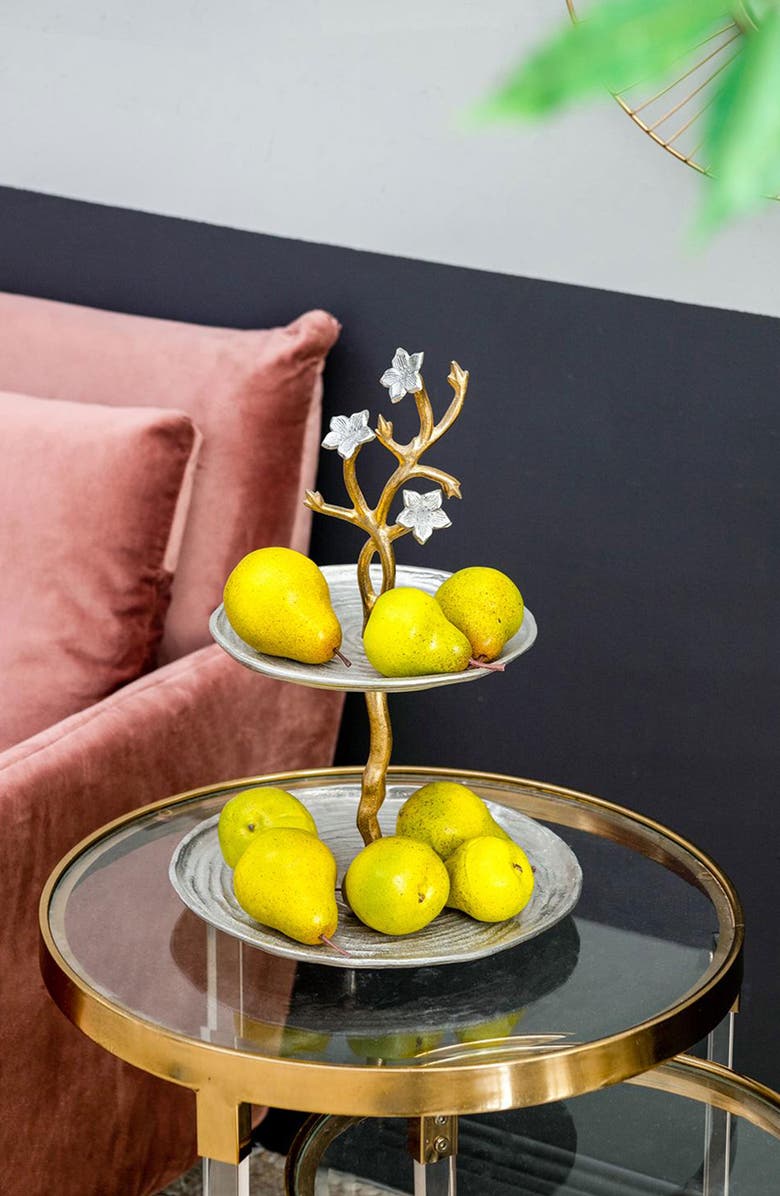 A & B Home Cherry Blossom Tiered Serving Stand, Alternate, color, Gold
