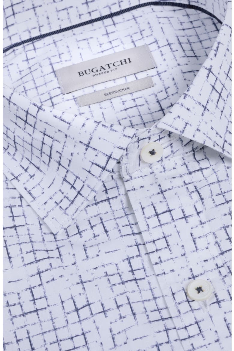 Axel Shaped Fit Crosshatch Print Cotton Button-Up Shirt, Alternate, color, NAVY