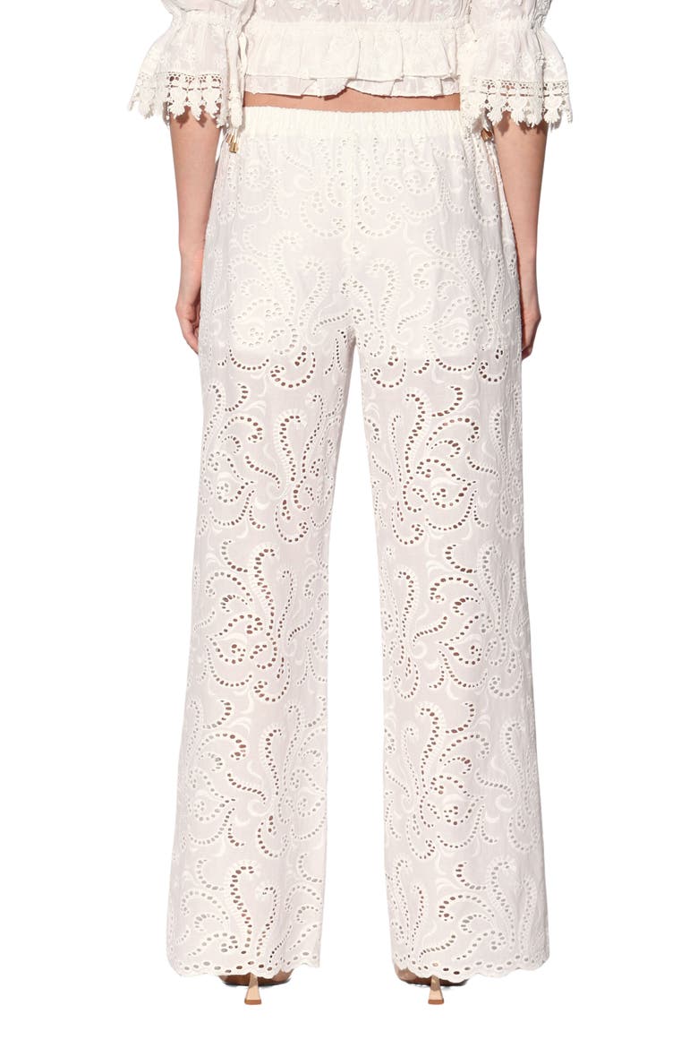 Lysander Embroidered Eyelet Cotton Pants, Alternate, color, WHITE