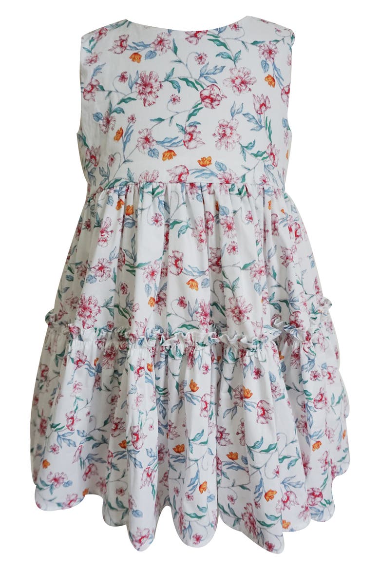 Kids' Floral Tiered Cotton Dress, Main, color, WHITE MULTI