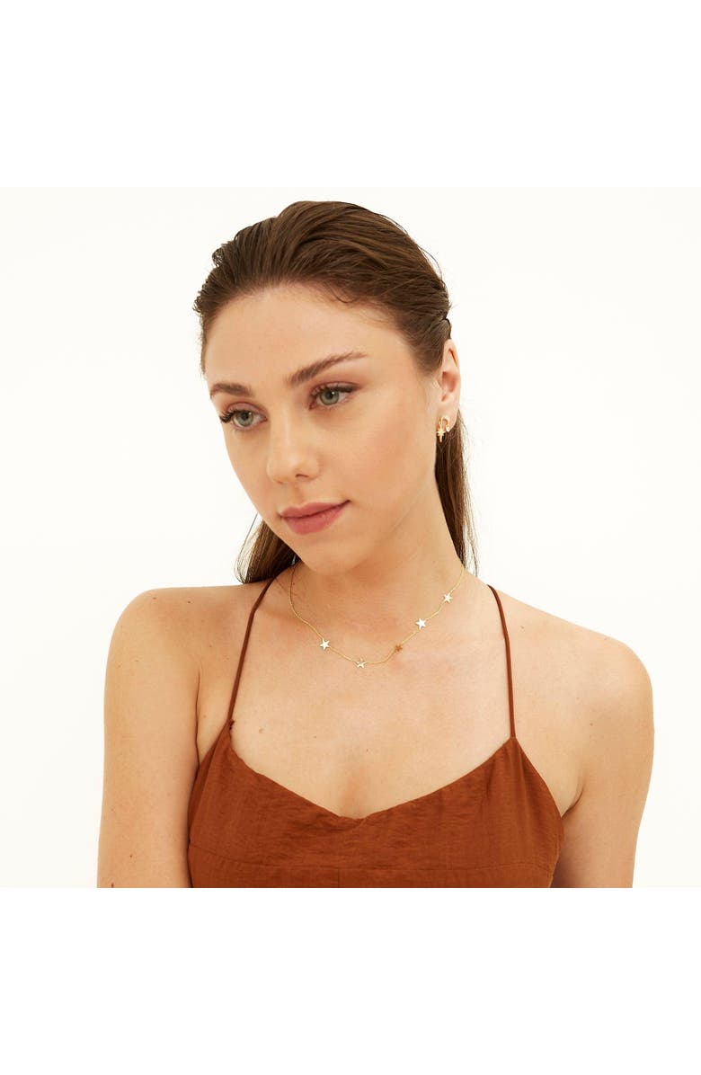 Spero London Star Sterling Silver Station Necklace, Alternate, color, Gold