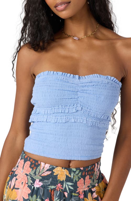 O'neill Dedra Smocked Ruffle Strapless Crop Top In Purple
