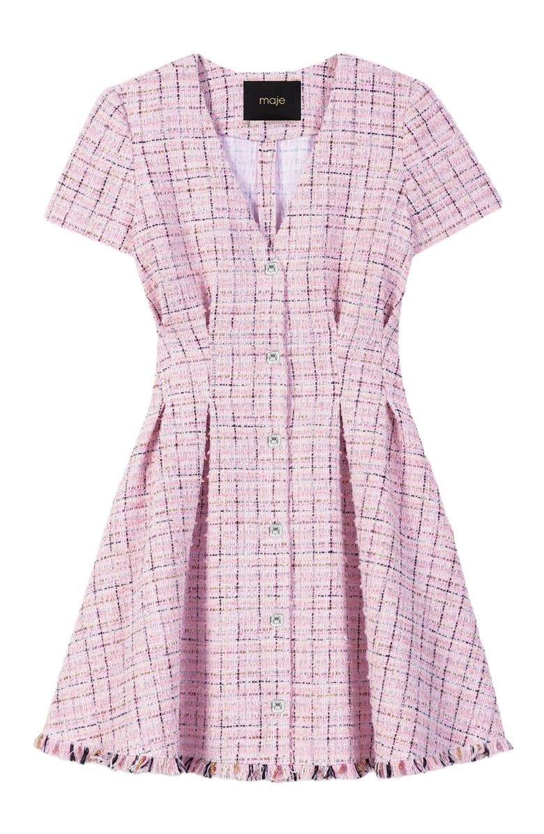 maje Tweed babydoll dress, Alternate, color, 