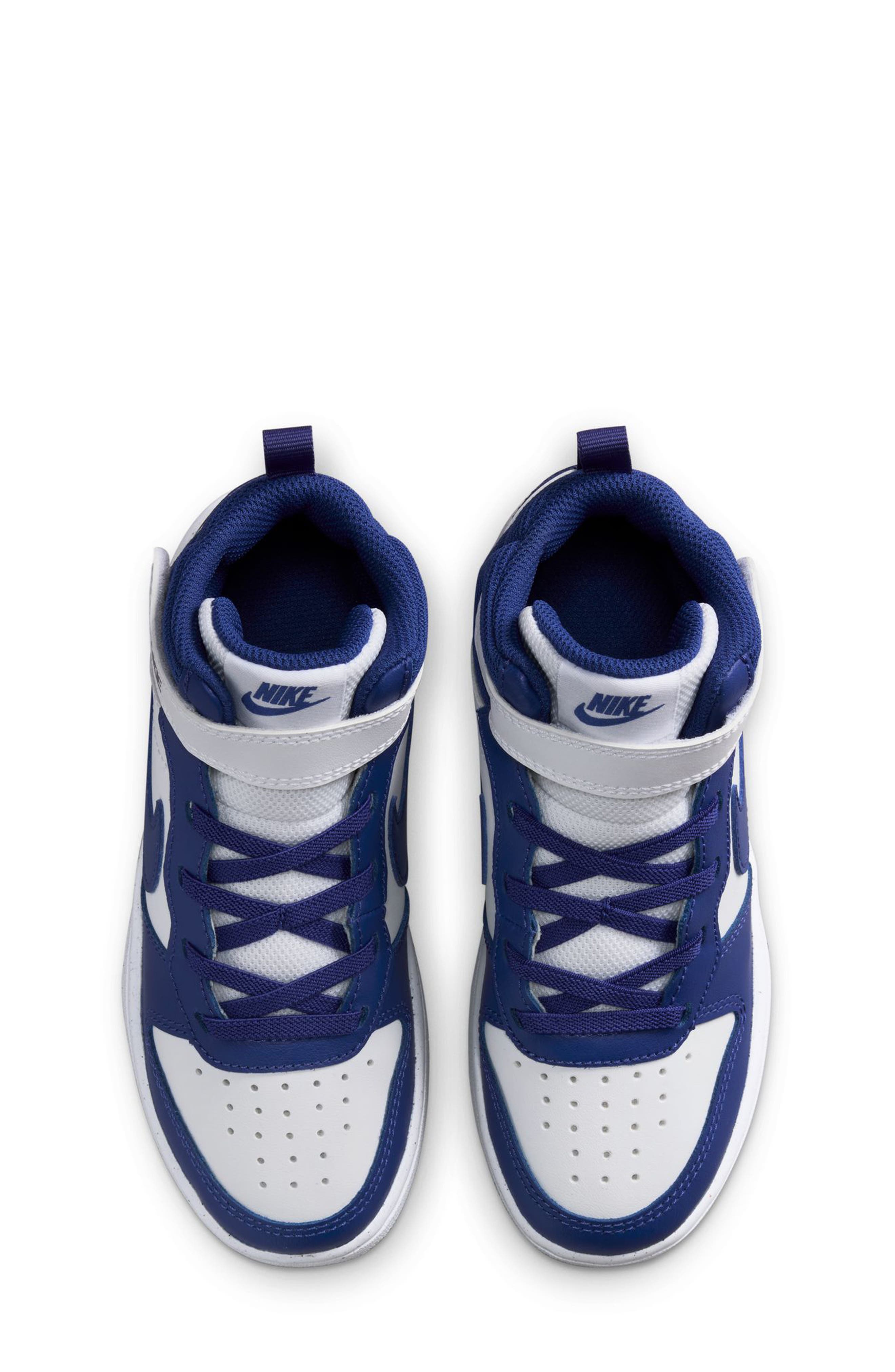 Nike Kids' Court Borough Mid 2 Basketball Shoe, Alternate, color, White/ Deep Night/ White