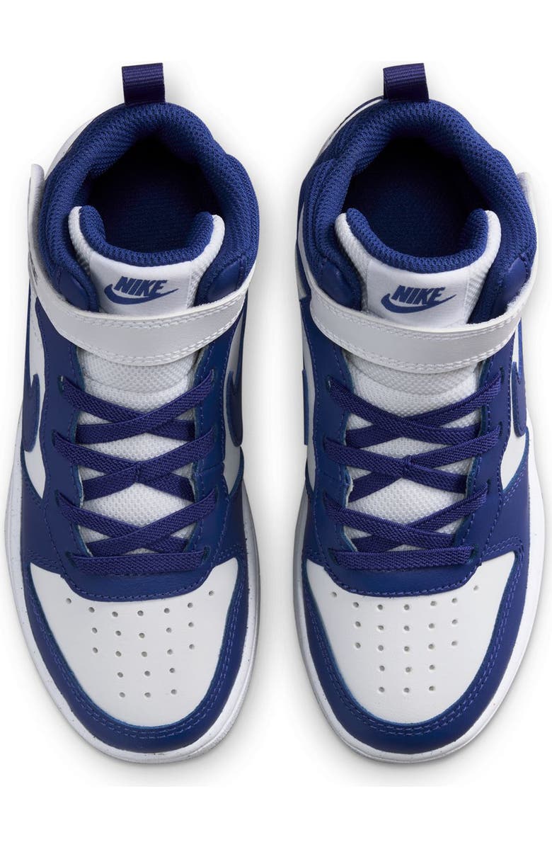 Nike Kids' Court Borough Mid 2 Basketball Shoe, Alternate, color, White/ Deep Night/ White