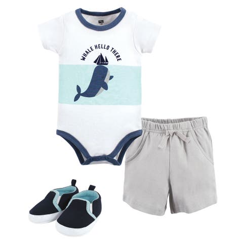 Little Gent's Soft Cotton Bodysuit, Shorts & Footwear 3Pk (Baby)