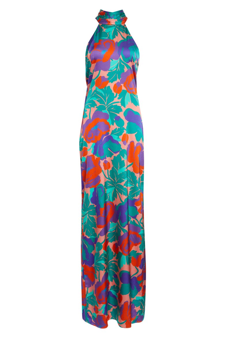 Dahlia Tatiana Halter Neck Gown, Alternate, color, CORAL FLORAL