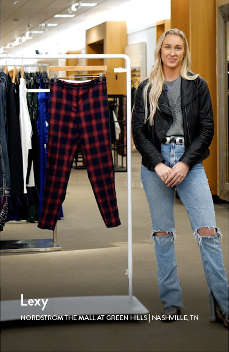 Velvet Stripe Shadow Plaid Crop Pants, sales video thumbnail