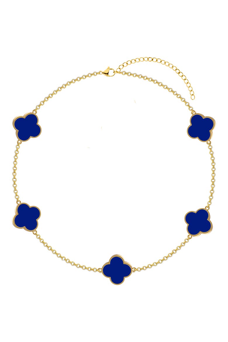 Enamel Clover Station Chain Bracelet, Main, color, GOLD