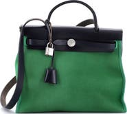 Pre-Owned Hermes Herbag Zip Leather and Toile 31