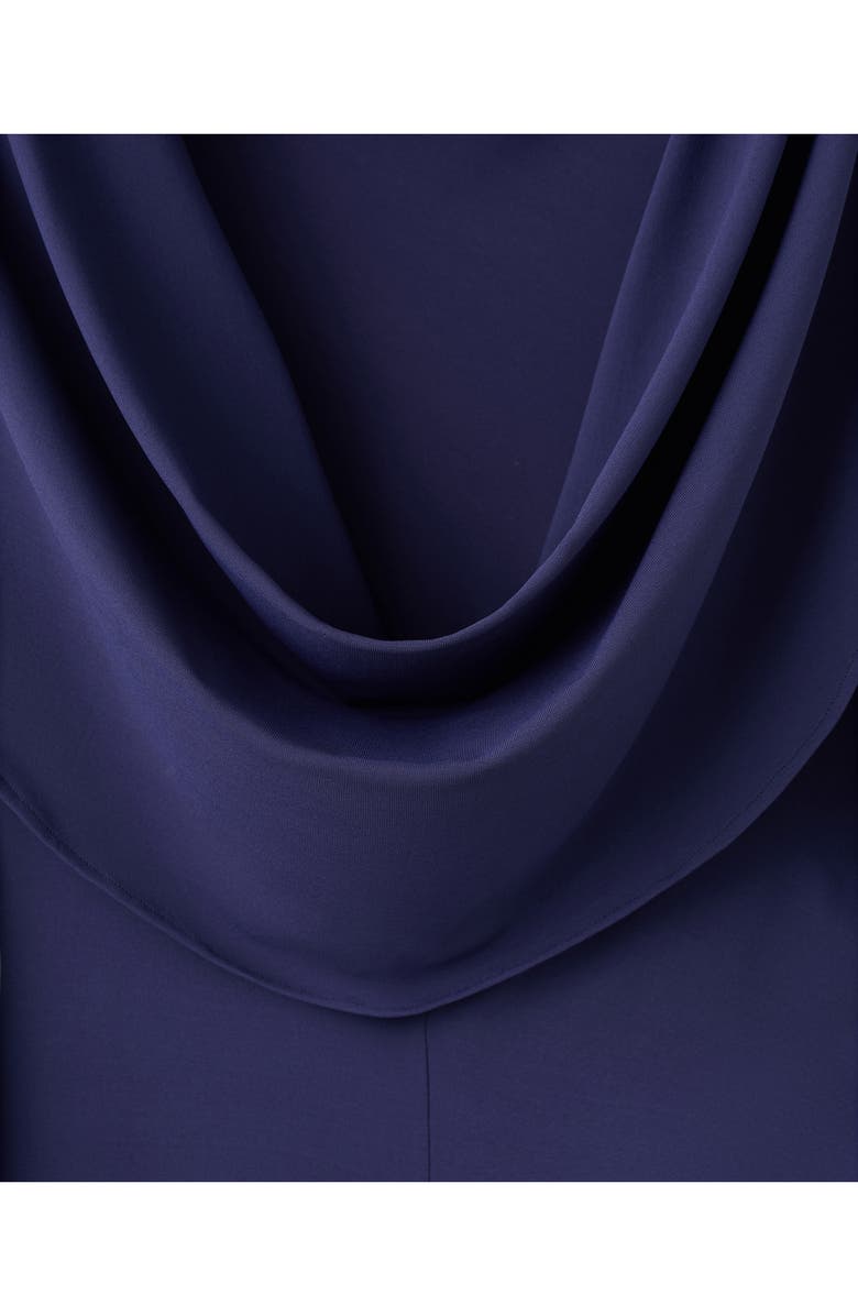 MANGO x Kaia Gerber Long Sleeve Drape Asymmetric Gown, Alternate, color, Blue