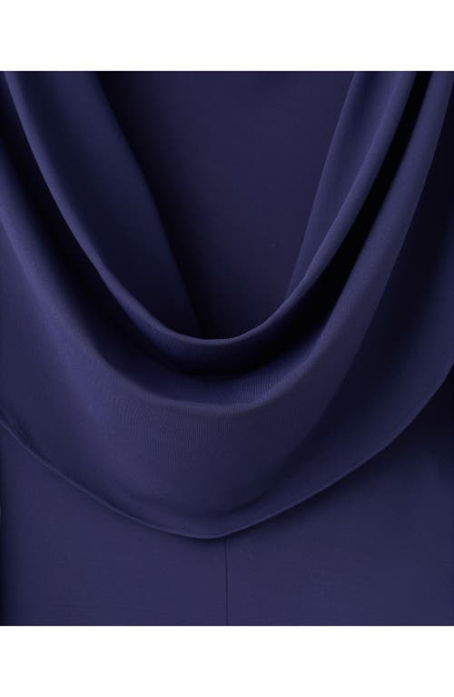 Mango X Kaia Gerber Long Sleeve Drape Asymmetric Gown In Blue