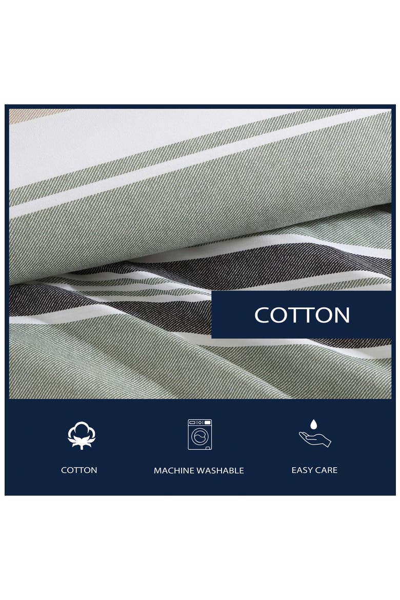 Prospect Harbor Stripe Cotton Twin Comforter Set, Alternate, color, FERN GREEN/ CHARCOAL