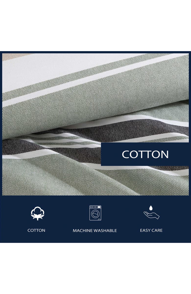 Nautica Prospect Harbor Stripe Cotton Twin Comforter Set, Alternate, color, Fern Green/ Charcoal