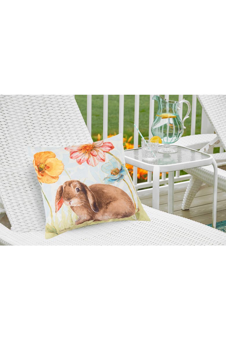 Floppy Ear Easter Bunny Indoor/Outdoor Accent Throw Pillow 18" x 18", Alternate, color, Green