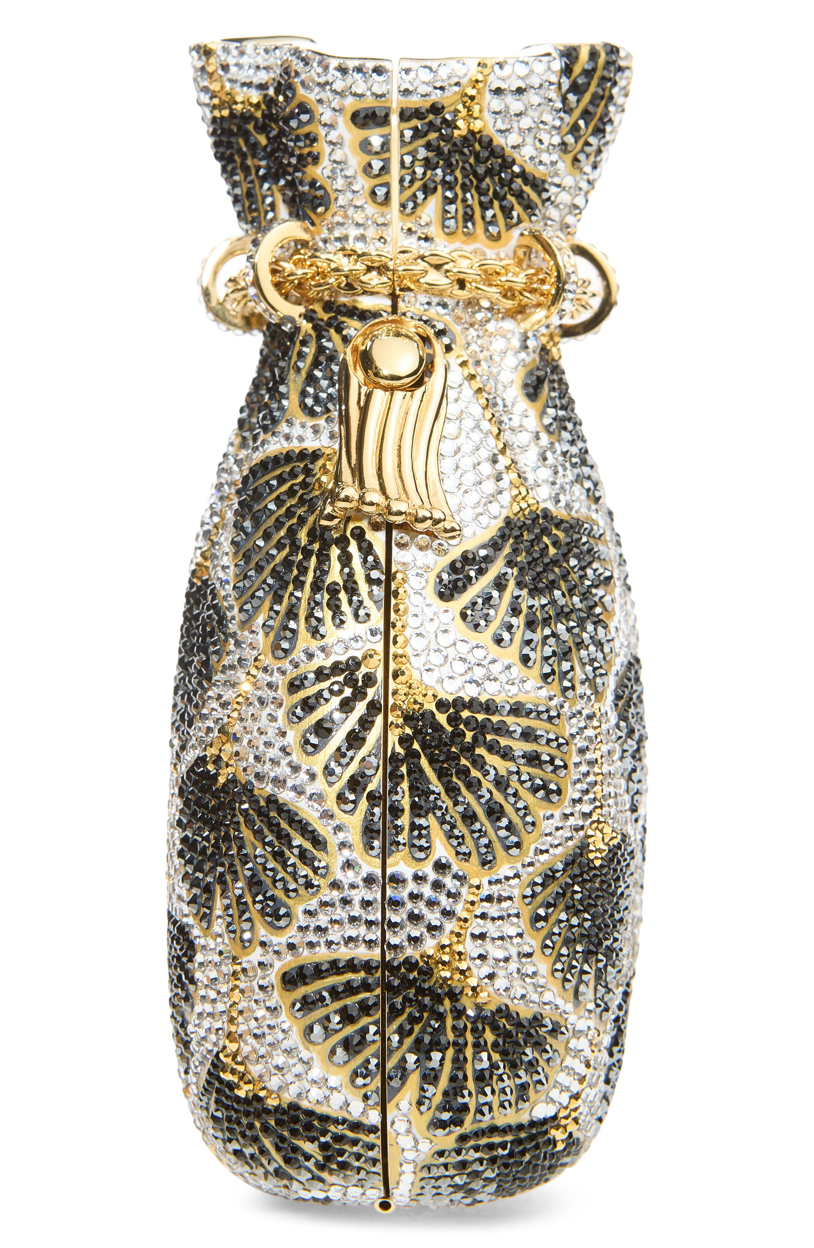 Ginkgo Crystal Embellished Pouch, Alternate, color, CHAMPAGNE JET MULTI