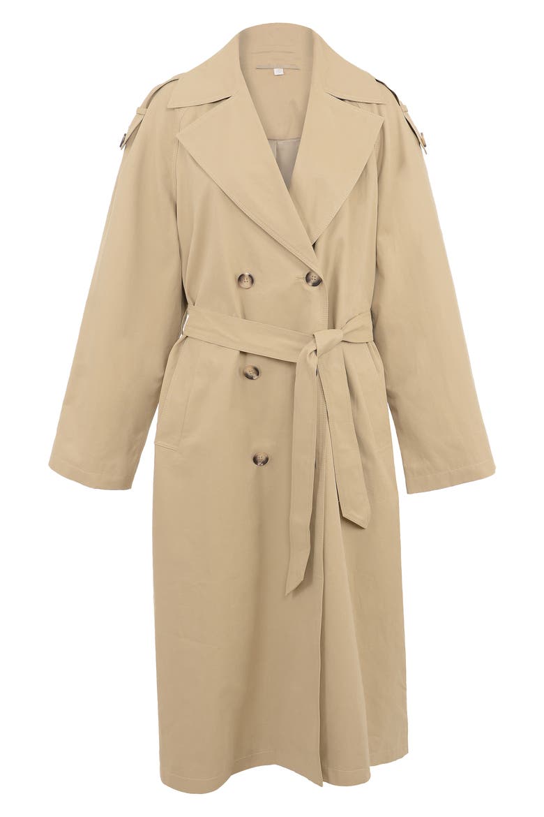 Marais Double Breasted Trench Coat, Alternate, color, BROWN