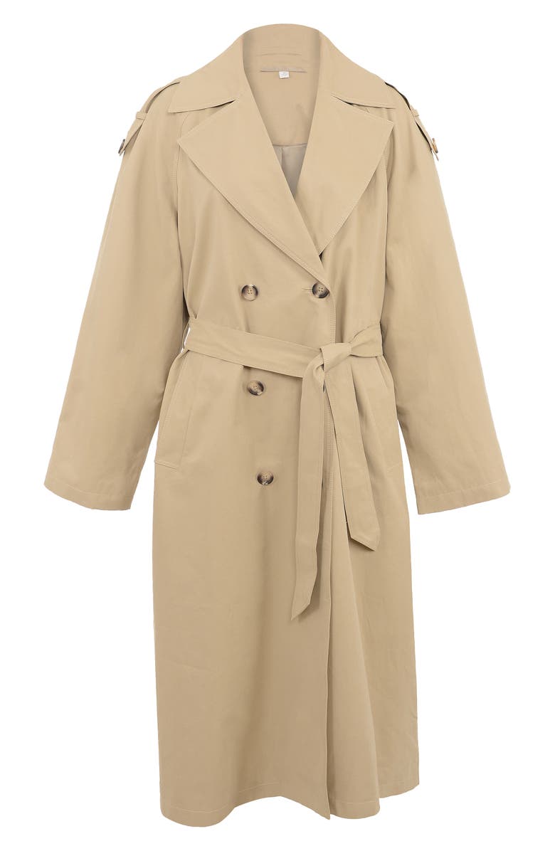 HOUSE OF CB Marais Double Breasted Trench Coat, Alternate, color, Brown